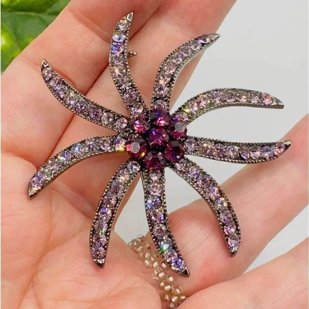 Vintage Crystal Starburst Brooch